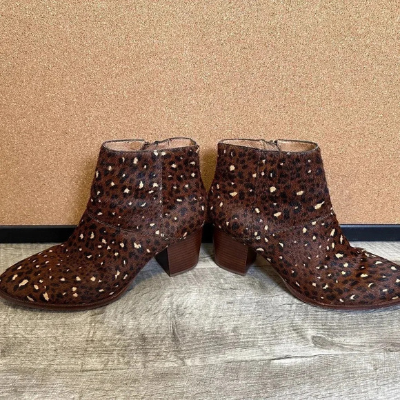 MADEWELL The Rosie Ankle Boot in Rich Brown Leopard Calf Hair size 8.5 - Picture 1 of 8